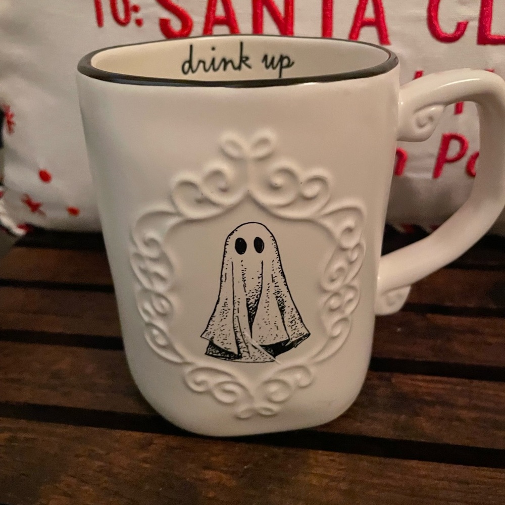 Rae Dunn Cream Ghost Motif Mug